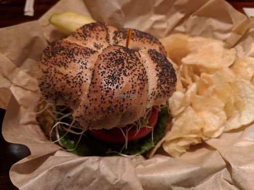Veggie Burger and chips at The Yellow Deli in Chattanooga