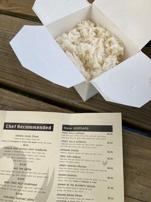 Rice included with entree  at Erawan Thai Kitchen in Aurora