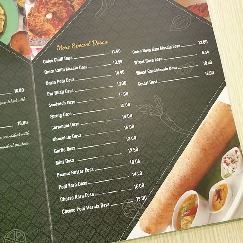 menu at Saravanaa Bhavan at Central i-City in Shah Alam