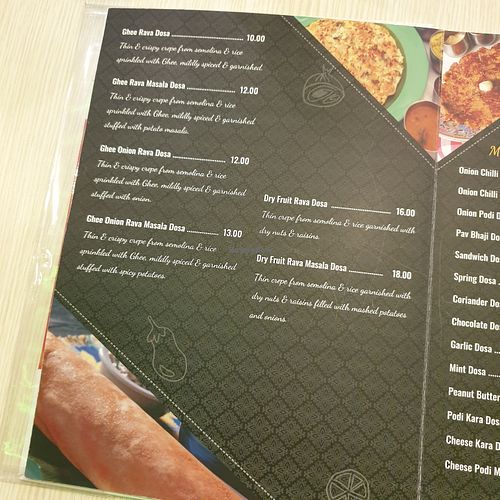 menu at Saravanaa Bhavan at Central i-City in Shah Alam