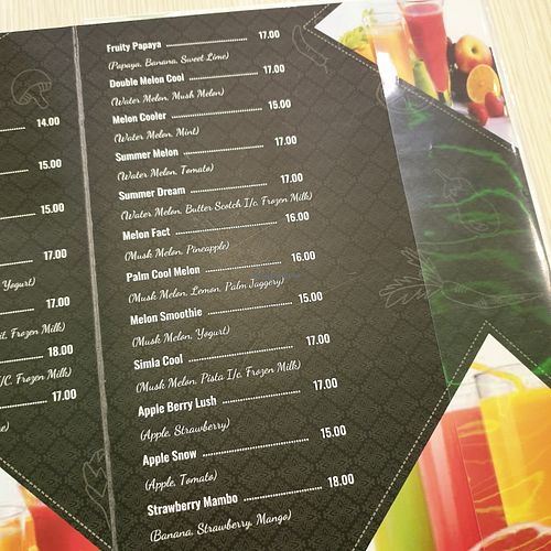 menu at Saravanaa Bhavan at Central i-City in Shah Alam