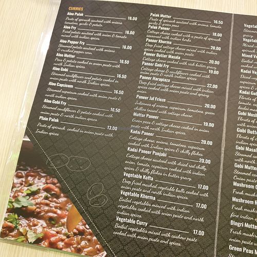 menu at Saravanaa Bhavan at Central i-City in Shah Alam