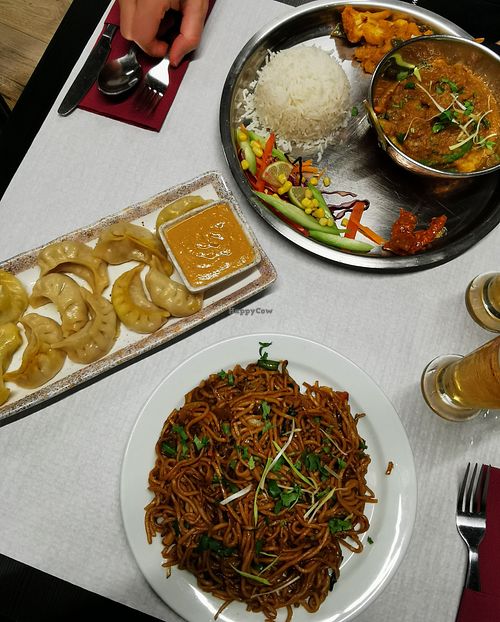 Biriani rice, veg dumplings and fried noodles at Dumpling House in Lagos