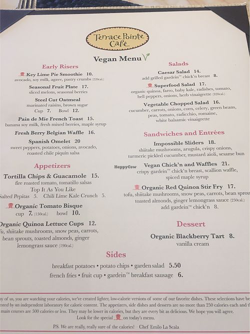 TerraceWynn menu at Wynn Hotel - Terrace Pointe Cafe in Las Vegas