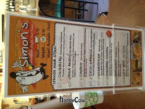 Simon's hot dog varieties  at Simon's Hot Dogs in Sedona