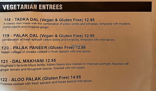 Entrees   at Indian Paradise in Chicago