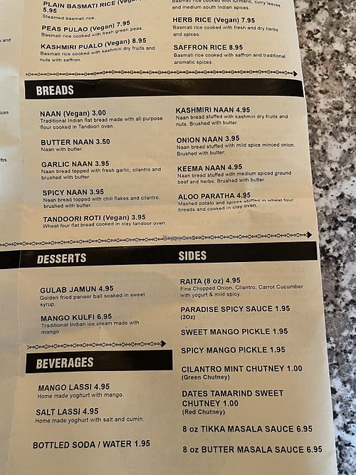 Sides  at Indian Paradise in Chicago