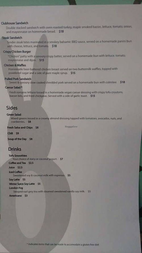 Their menu as of Oct 2016  at The Clever Rabbit in Edmonton