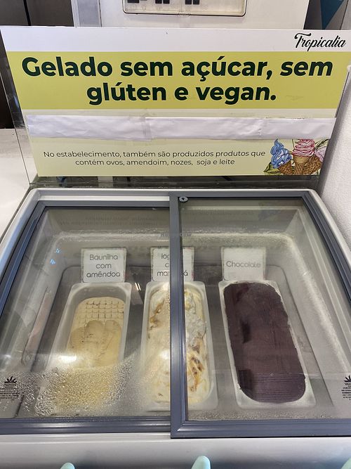 “Sugar free, gluten free and vegan ice cream"  at Tropicalia in Quarteira