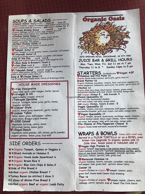 Salads soups and starters at Organic Oasis in Anchorage