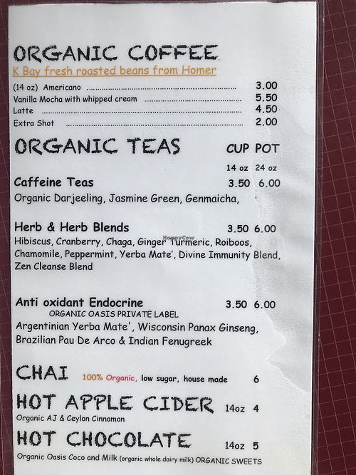 Hot drinks  at Organic Oasis in Anchorage