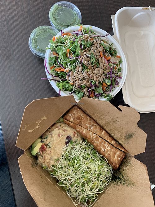 Vegan protein bowl with salad during Covid at Organic Oasis in Anchorage