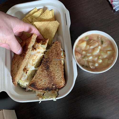 Veggie Reuben and vegan soup takeout at Organic Oasis in Anchorage