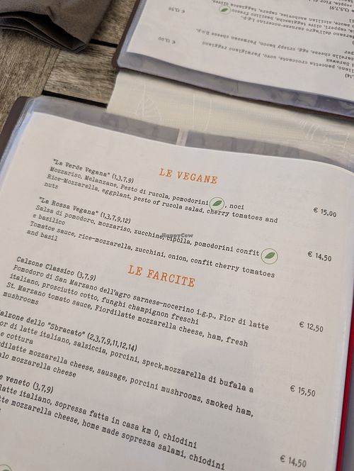 menu at OKE Zattere in Venice