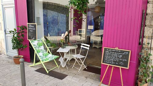 Café of the establishment across the street at La Cabosse Enchantée in La Rochelle