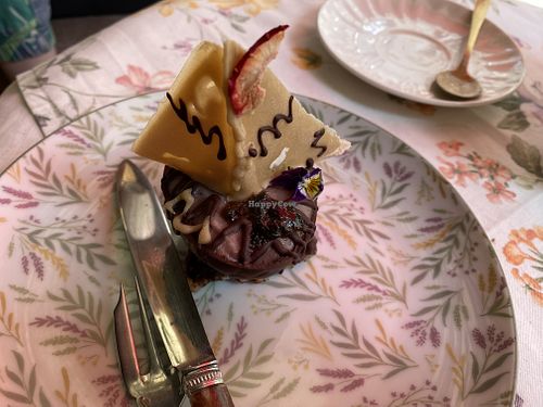 Delicious vegan boat chocolate/berry treat  at La Cabosse Enchantée in La Rochelle
