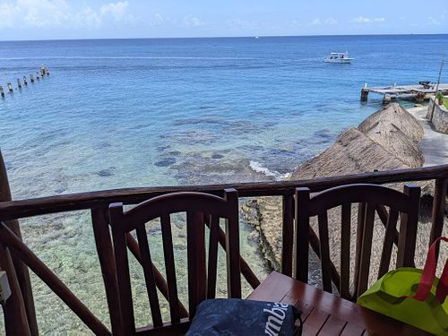 Outdoor dining at Blue Angel Restaurant in Cozumel