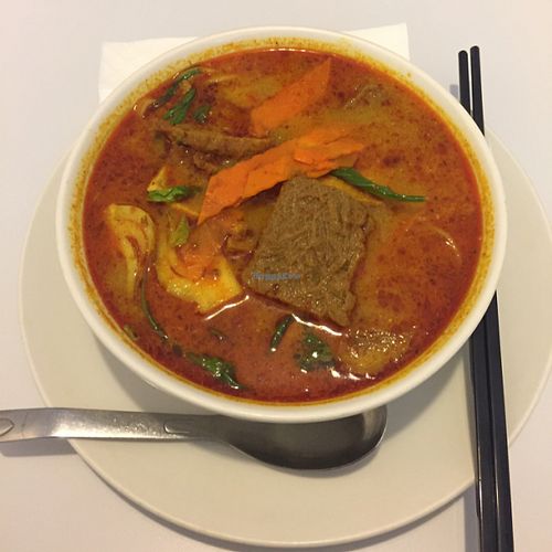 curry noodle soup - yum! at Loving Hut in Addison