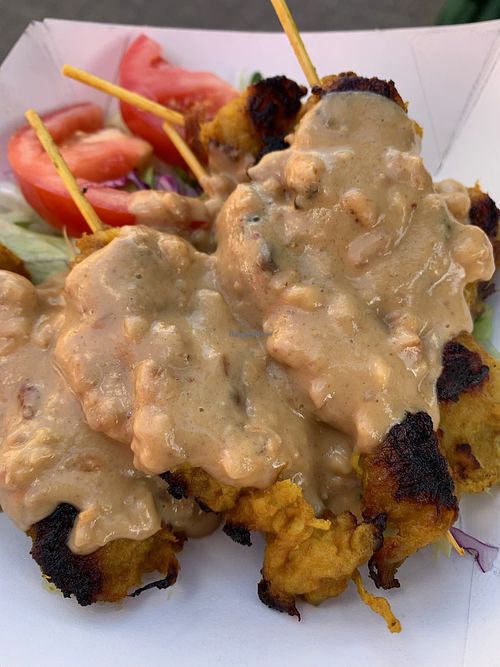Chickn satay   at Vegan World in North London