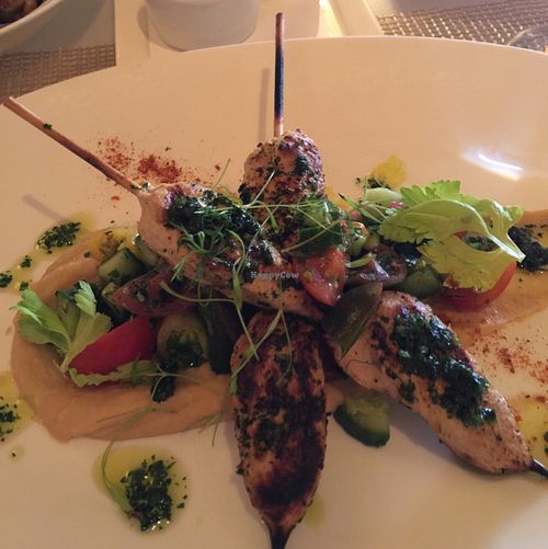 Grilled Lemon & Herb Marinated Chick'n Kebabs at Wynn Hotel - Lakeside in Las Vegas