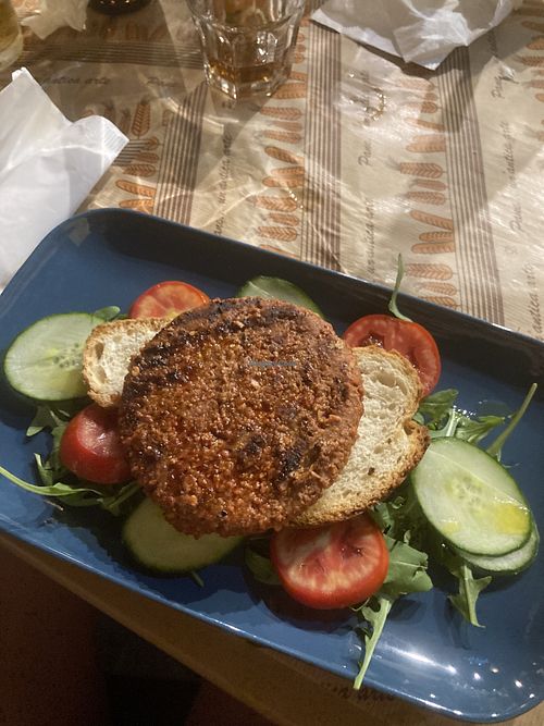 Vegan ‘burger'  at Eat and Live in Gozo
