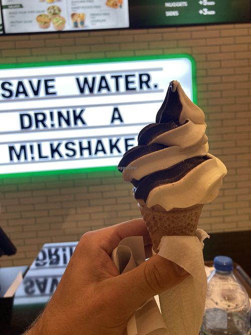 Chocolate and vanilla ice cream, so cheap and so good!  at Vegan Burger - Dubai Mall in Dubai