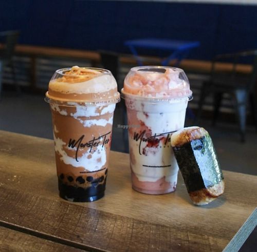 Bubble teas with plant-based milks  at Monster Tea House in Portland
