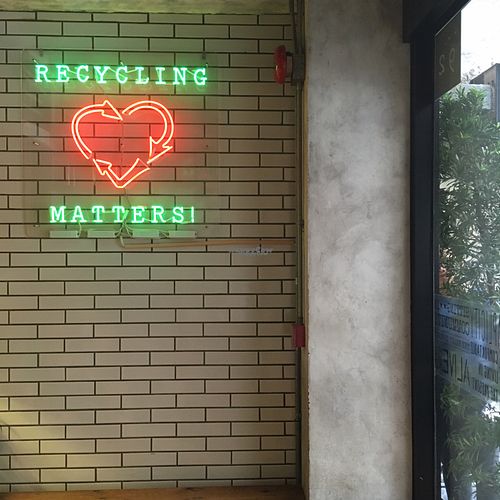 Recycling matters sign at MANA! - Soho in Hong Kong Island