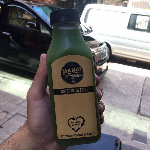 Green cold pressed juice at MANA! - Soho in Hong Kong Island