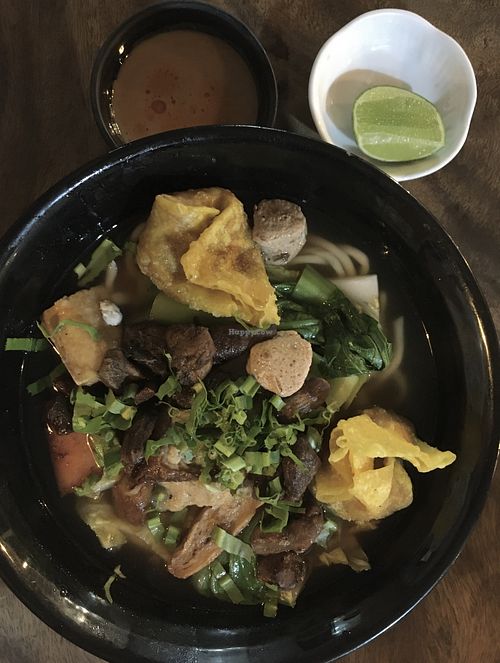 Noodle dumpling soup  at Mi Chay Vegetarian in Phnom Penh