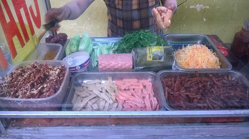 The selection of mock meats and salad at Chay Banh Mi - Food Cart in Nha Trang