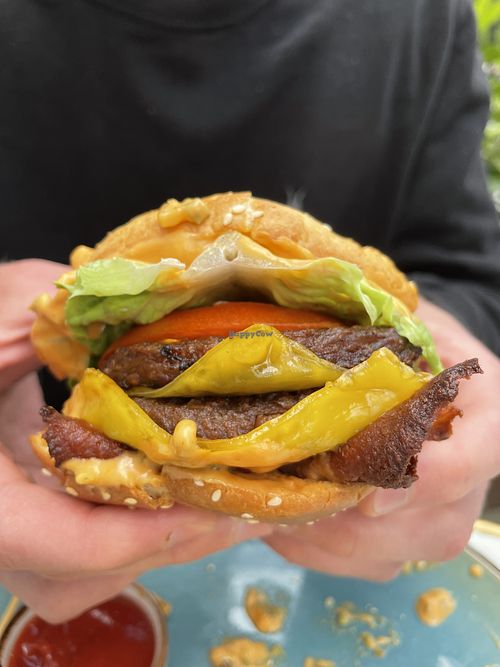 Bacon cheese Burger omg nom nom nom   at Bistro Verde in Copenhagen