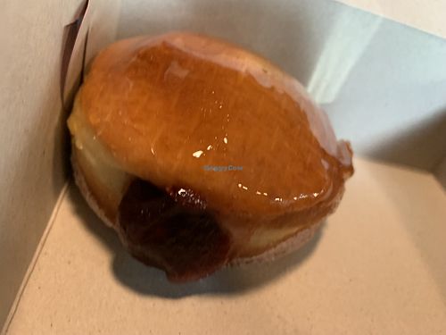 Vegan raspberry crème brûlée donut   at Doughbot Donuts in Sacramento