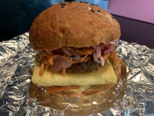 The vegan banh mi with beyond sausage   at Doughbot Donuts in Sacramento