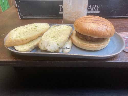 Garlic bread and Beyond Burgerr  at d20 Board Game Cafe - Uxbridge in Uxbridge