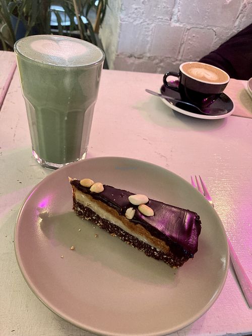 Snickers Cake and Blue Protein Latte  at Funk You Natural Food in Berlin