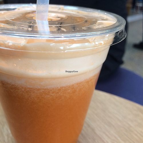carrot fruit smoothie at Funk You Natural Food in Berlin