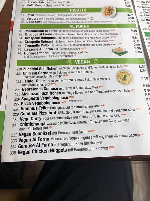 vegan options  at Tutti Pronti in Vienna