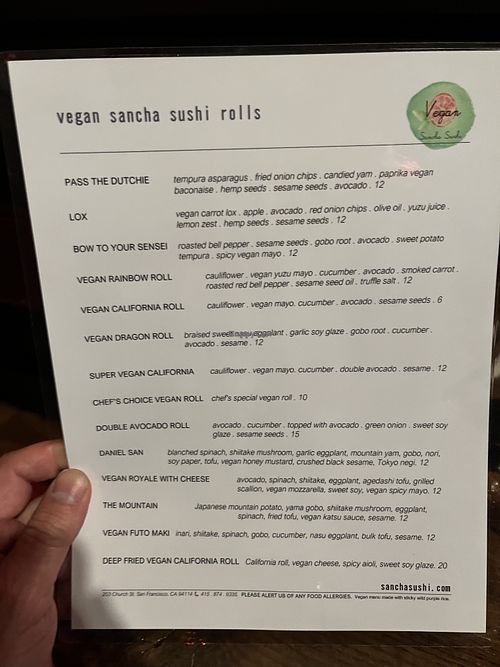 More choices.  at Sancha Sushi in San Francisco