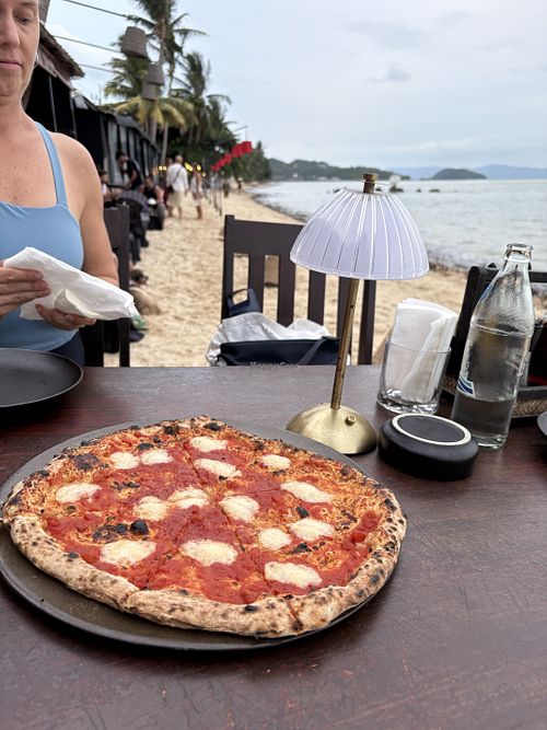 Vegan pizzaa  at Romanzo Tropicale in Koh Phangan