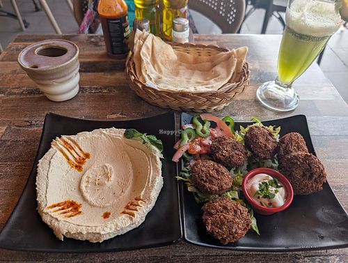 Hummus and falafel at Zahrat Loubnan in Agadir