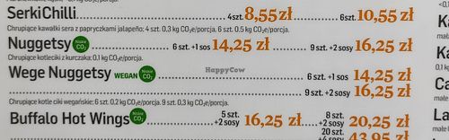 Menu at MAX in Radom