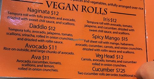 Vegan Sushi Menu 2025  at Keep It Rollin in Rochester