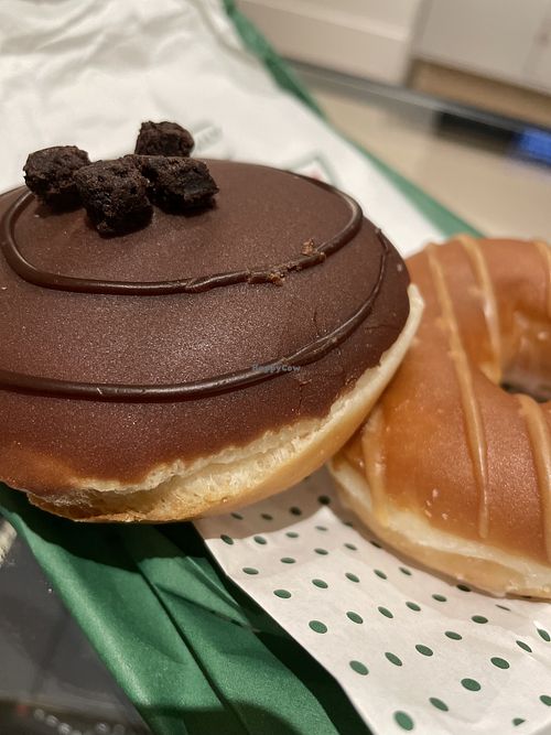 Choc and caramel donut  at Krispy Kreme in North West London