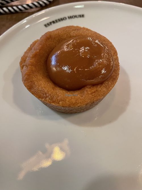 Caramel sweet, very tiny - 3€   at Espresso House - Kongens Nytorv in Copenhagen