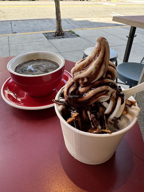 Soft serve and an Americano  at Rad Radish in San Francisco