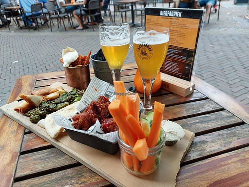 The veggy plate for two people and sweet potate fries at Bierfabriek Delft in Delft