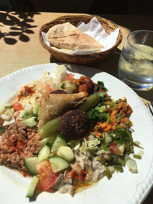vegan lunch with loads of delicious food  at New Horizon Cafe in Exeter