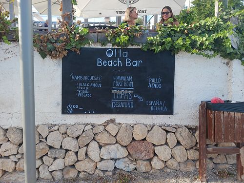 Olla Beach Bar advertising a vegan burger at Olla Beach Bar in Altea