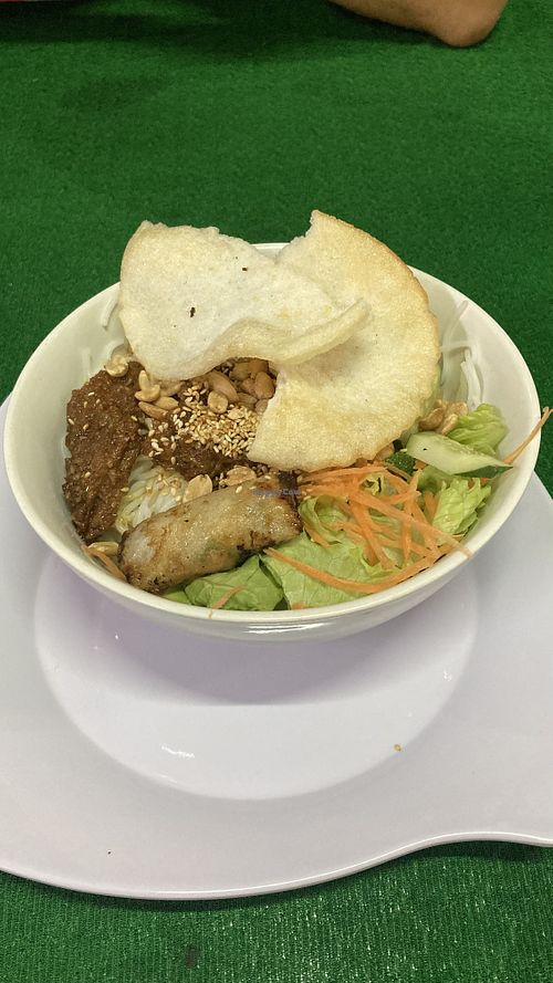 Rice noodles with braised mock meat  at Quan An Lạc Vegetarian Food in Quang Nam